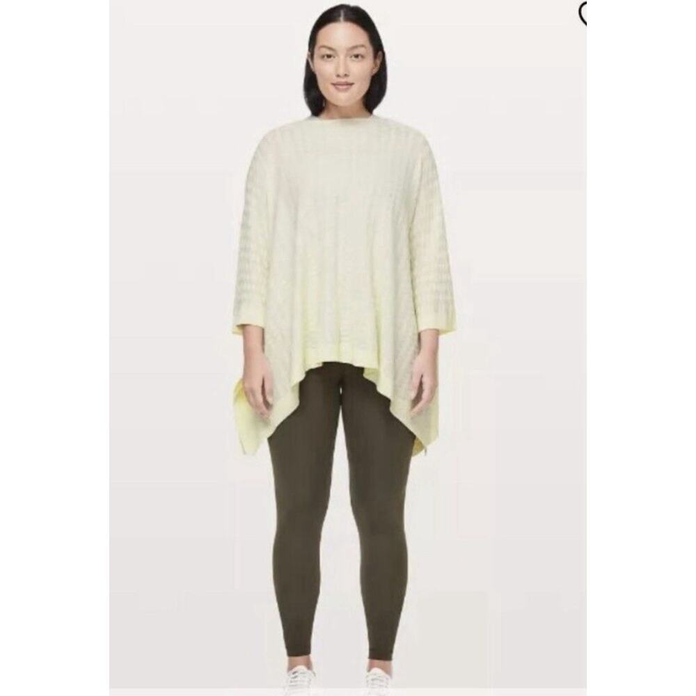 Lululemon Divinity Scarf Oversized Poncho Sweater OS Ivory Travel Athlei…